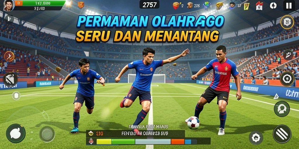 Tangkapan layar utama 2757 menampilkan aksi pertandingan olahraga yang mendebarkan.