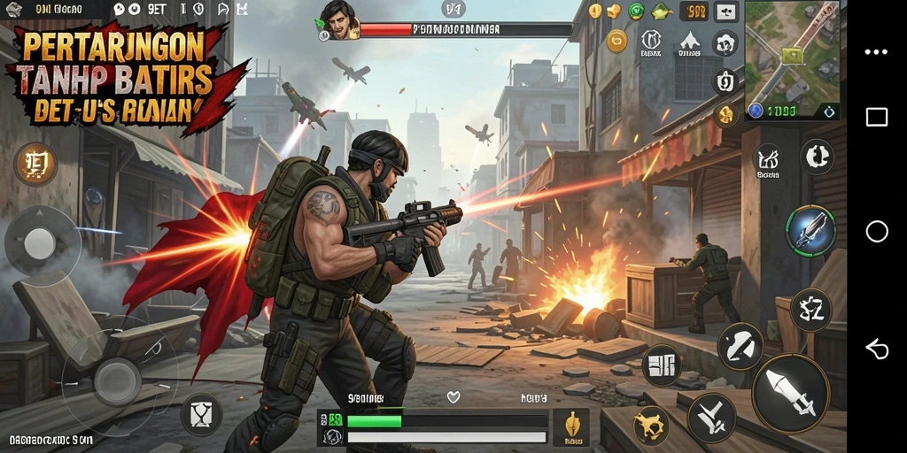 Screenshot gameplay 9ET yang menampilkan aksi seru dan karakter unik.