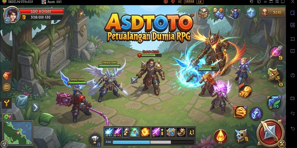 Screenshot gameplay ASDTOTO menunjukkan aksi pertempuran di dunia RPG.