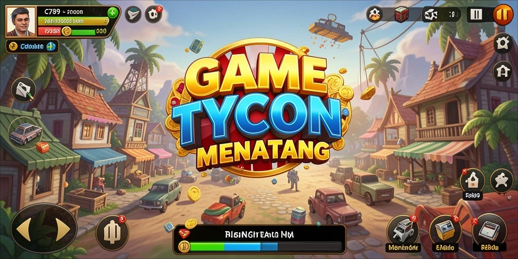 Tampilan gameplay C789 yang menggambarkan dunia bisnis Tycoon.