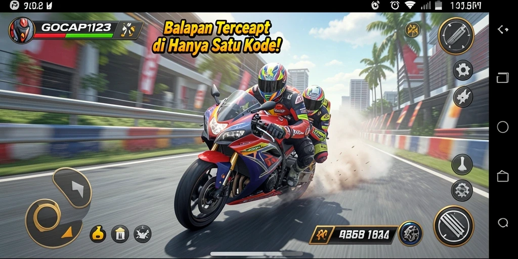 Gameplay seru dan mendebarkan dalam balapan motor.