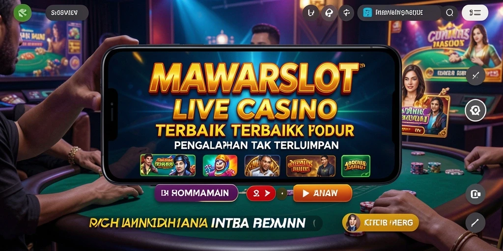 Screenshot utama MAWARSLOT menampilkan dealer langsung dan interaksi dengan pemain.