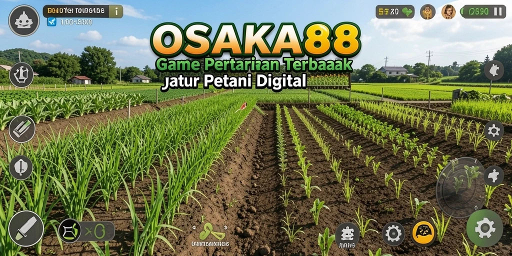 Screenshot gameplay <strong>OSAKA88</strong> menampilkan petani yang sedang merawat tanaman.