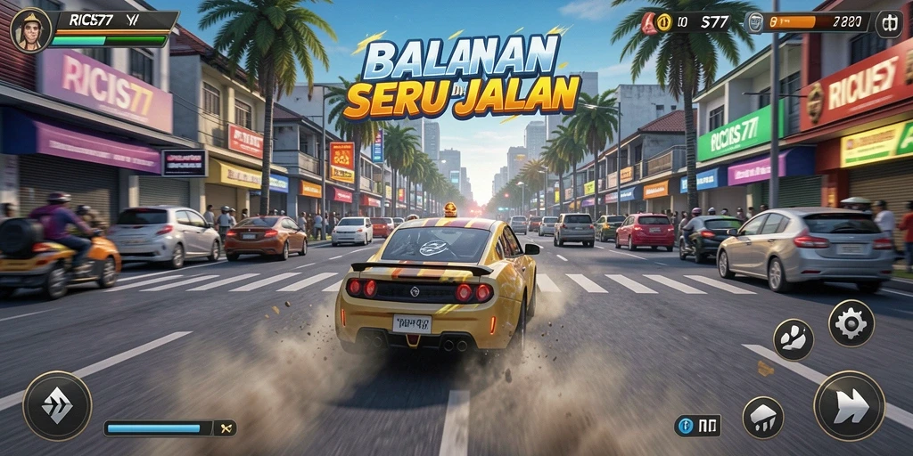 Gameplay Racing yang memukau dalam RICIS77 di lintasan balapan.